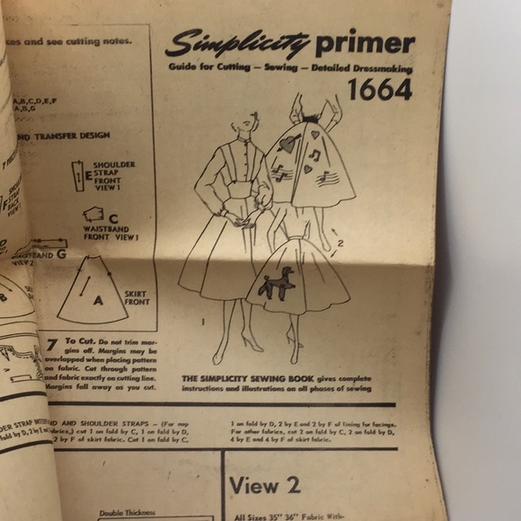 1950’s Simplicity 1664 Ladies Vintage Poodle Skirt Pattern 24 inch Waist - Picture 7 of 14